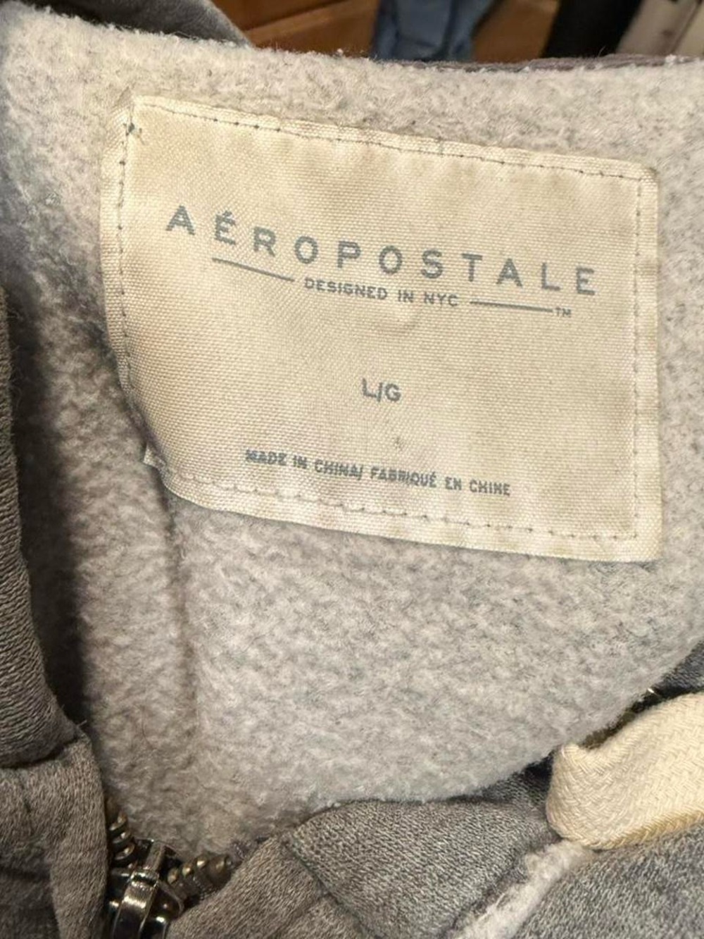 Y2K Aeropostale Logo Distressed Grey Zip Up Hoodie - Picture 6 of 6